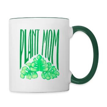Maman végétale - Mug contrasté - blanc/vert foncé - Droite