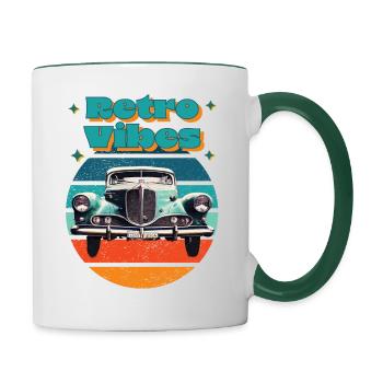 Retro Vibes Car - Contrasting Mug - white/dark green - Right