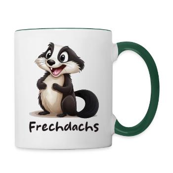 Süßer Kleiner Frechdachs - Tasse zweifarbig - Weiß/Dunkelgrün - Rechts