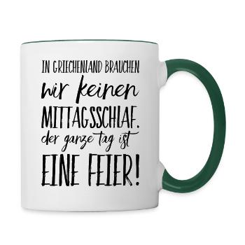 Lustiger Griechischer Spruch Griechenland Geschenk - Tasse zweifarbig - Weiß/Dunkelgrün - Rechts