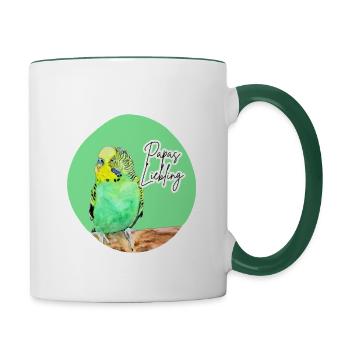 Geschenke für Wellensittichfreunde Papas Liebling - Tasse zweifarbig - Weiß/Dunkelgrün - Rechts