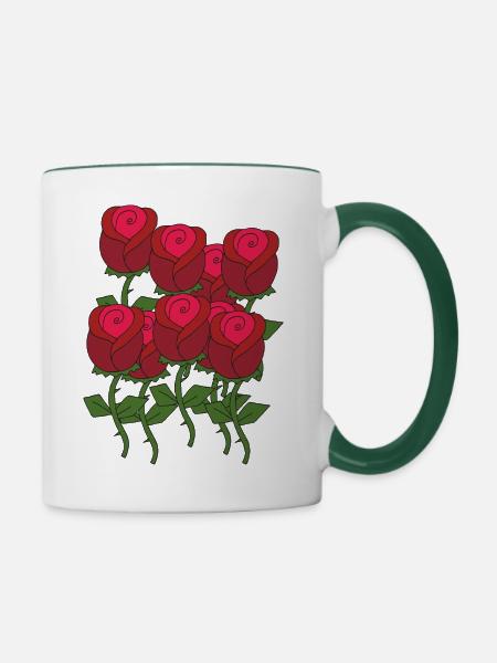 rosen - Tasse zweifarbig - Weiß/Dunkelgrün