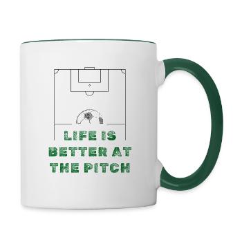 better at the pitch - Tasse zweifarbig - Weiß/Dunkelgrün - Rechts