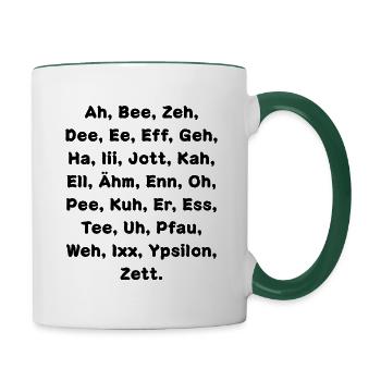 Das Alphabet der Kinder - Tasse zweifarbig - Weiß/Dunkelgrün - Rechts