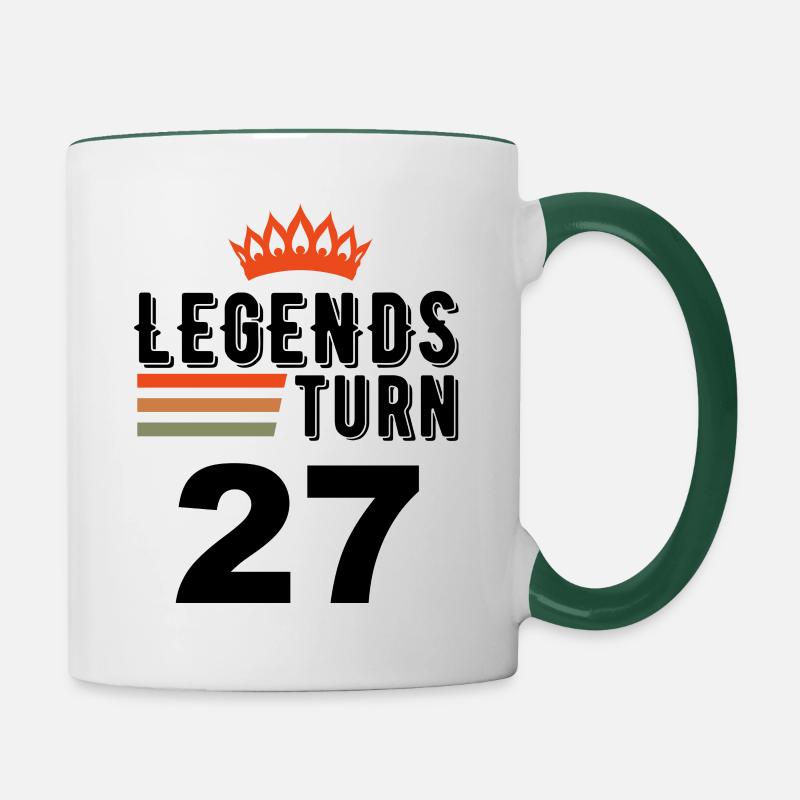 27 Anniversaire, les légendes fêtent leurs 27 ans - Mug contrasté - blanc/vert foncé