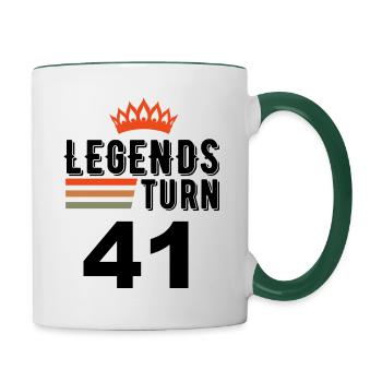 41 Birthday, Legends turn 41 - Contrasting Mug - white/dark green - Right