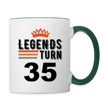 35 Geburtstag, Legenden werden 35 Jahre alt - Tasse zweifarbig - Weiß/Dunkelgrün - Rechts