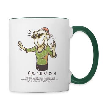 Friends Monica Mit Truthahn Auf Dem Kopf - Tasse zweifarbig - Weiß/Dunkelgrün - Rechts