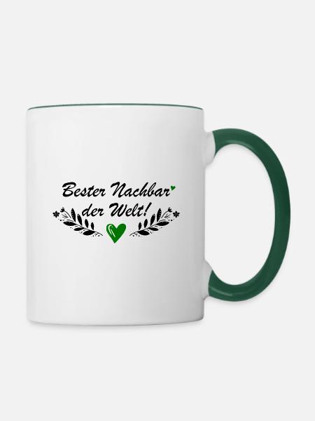 Bester Nachbar der Welt - Tasse zweifarbig - Weiß/Dunkelgrün