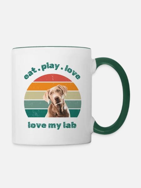 love my lab - Tasse zweifarbig - Weiß/Dunkelgrün