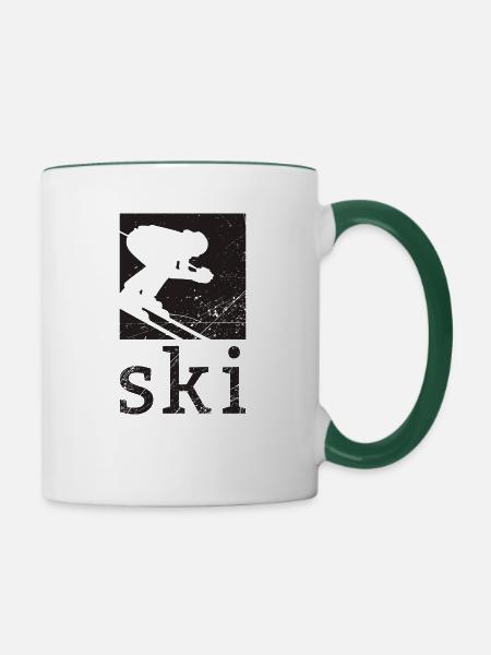 Ski - Tasse zweifarbig - Weiß/Dunkelgrün