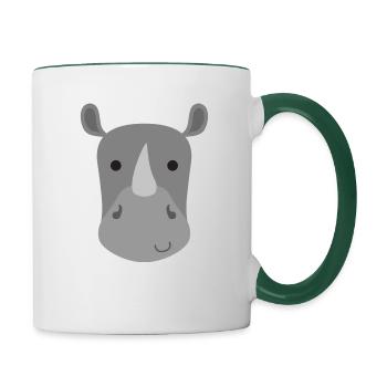 Nashorn Geschenk Kinder Kind Baby niedlich Tier - Tasse zweifarbig - Weiß/Dunkelgrün - Rechts
