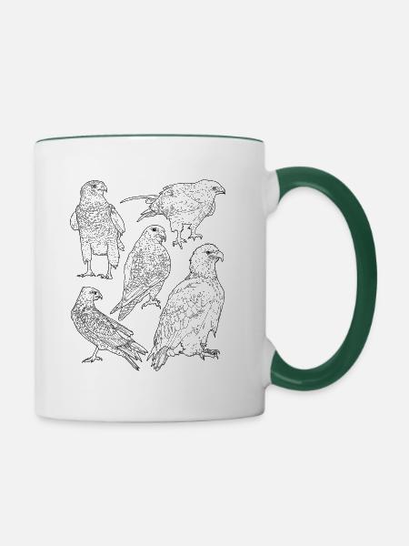 Raubvögel, Greifvögel - Tasse zweifarbig - Weiß/Dunkelgrün