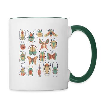 Insekten Kaefer Krabbeltiere - Tasse zweifarbig - Weiß/Dunkelgrün - Rechts