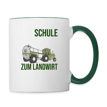 Nachwuchs Landwirt Schule Bauer Traktor Geschenk - Tasse zweifarbig - Weiß/Dunkelgrün - Rechts