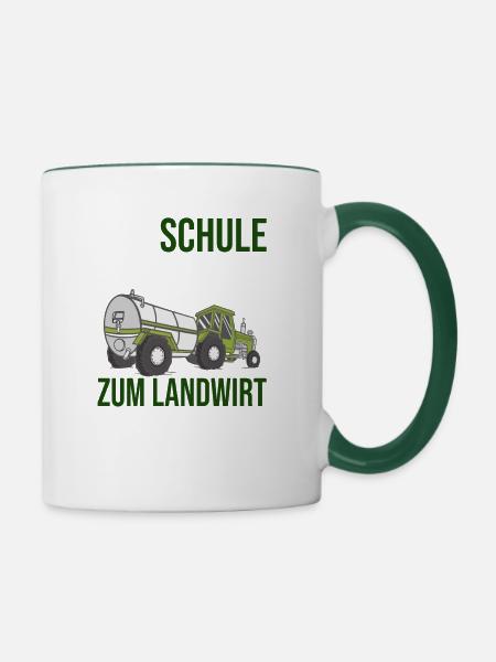 Nachwuchs Landwirt Schule Bauer Traktor Geschenk - Tasse zweifarbig - Weiß/Dunkelgrün