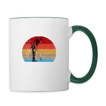 Ich bin Rentner Minigolf ist meine Arbeit - Tasse zweifarbig - Weiß/Dunkelgrün - Rechts