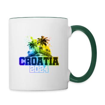 Croatie 2024 Vacances Palmiers Colorés - Mug contrasté - blanc/vert foncé - Droite