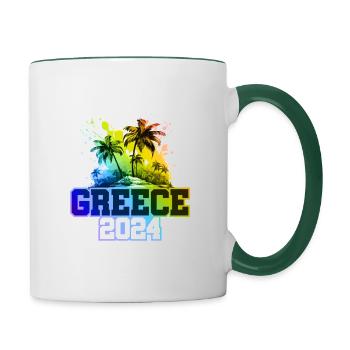 Greece 2024 Holiday Palm Trees Multicolored - Contrasting Mug - white/dark green - Right