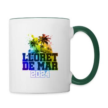 Lloret De Mar 2024 Holiday Palm Trees Colorful - Contrasting Mug - white/dark green - Right