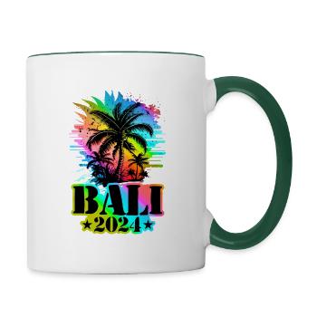 Bali 2024 Urlaub Bunt - Tasse zweifarbig - Weiß/Dunkelgrün - Rechts