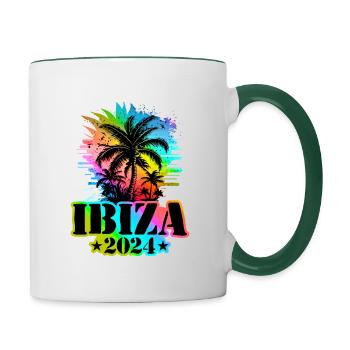 Ibiza 2024 Urlaub Bunt - Tasse zweifarbig - Weiß/Dunkelgrün - Rechts