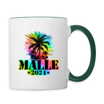Malle 2024 Urlaub Bunt - Tasse zweifarbig - Weiß/Dunkelgrün - Rechts