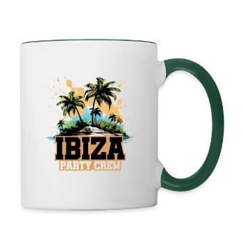 Vacances de l’équipage de la fête d’Ibiza - Mug contrasté - blanc/vert foncé - Droite