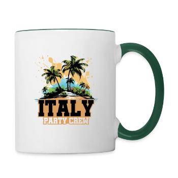 Vacances de l’équipage de fête en Italie - Mug contrasté - blanc/vert foncé - Droite