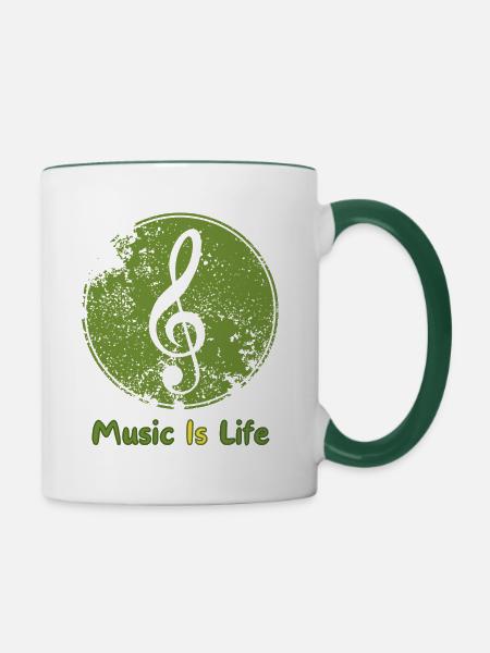 Musik ist Leben - Tasse zweifarbig - Weiß/Dunkelgrün