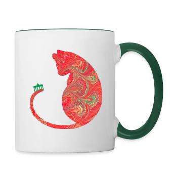 chat avec brandenburger tor e 91 - Mug contrasté - blanc/vert foncé - Droite