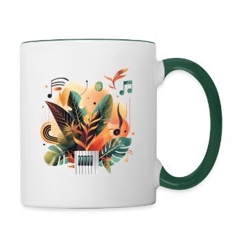 Plantes et musique - Impression de mode de haute qualité - Mug contrasté - blanc/vert foncé - Droite