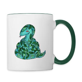 Sssnake - Mug contrasté - blanc/vert foncé - Droite