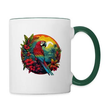 Perroquet de la jungle - Mug contrasté - blanc/vert foncé - Droite
