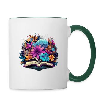 Literarischer Kranz - Tasse zweifarbig - Weiß/Dunkelgrün - Rechts