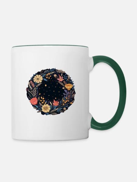 Bücherblütenzauber - Tasse zweifarbig - Weiß/Dunkelgrün