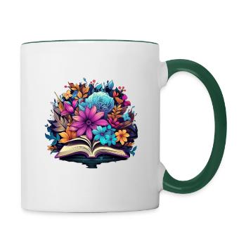 Bücherblütenzauber - Tasse zweifarbig - Weiß/Dunkelgrün - Rechts