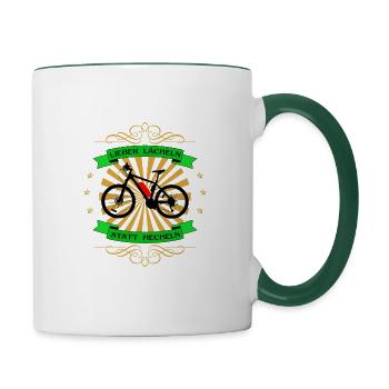 eBike lieber lächeln statt hecheln lustiger Spruch - Tasse zweifarbig - Weiß/Dunkelgrün - Rechts