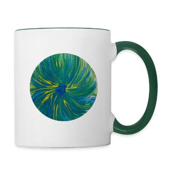 Circle motif - hand-painted by Martina Eßer - Contrasting Mug - white/dark green - Right