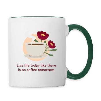 Kaffeeliebhaber-Mantra rot - Tasse zweifarbig - Weiß/Dunkelgrün - Rechts