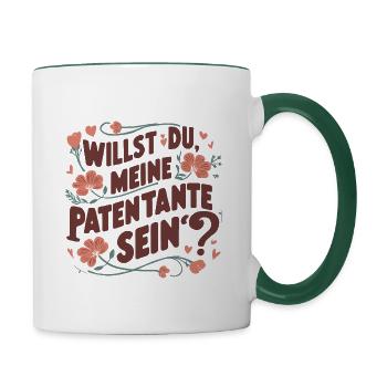 Patentante werden - Tasse zweifarbig - Weiß/Dunkelgrün - Rechts