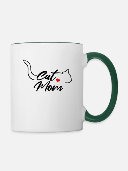 Die Katzenmutter Miezekatze Katze - Tasse zweifarbig - Weiß/Dunkelgrün