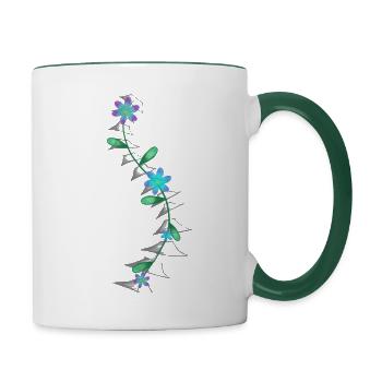 Scoliose florale de la colonne vertébrale colorée à courbe en S - Mug contrasté - blanc/vert foncé - Droite