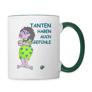 tanten - Tasse zweifarbig - Weiß/Dunkelgrün - Rechts