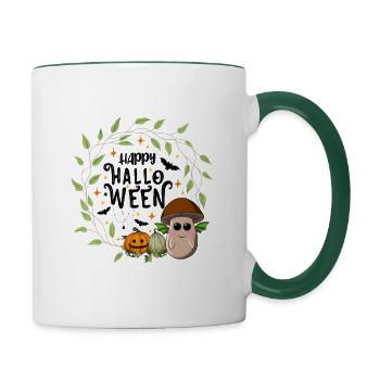 Joyeux Halloween Browncap Mushroom - Mug contrasté - blanc/vert foncé - Droite