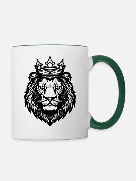 Löwe Löwenkopf Raubtier - Tasse zweifarbig - Weiß/Dunkelgrün