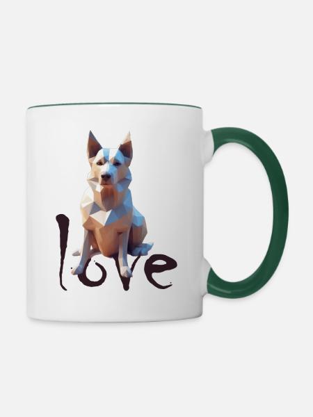 Hohe Detailgenauigkeit: Schäferhund atemberaubend - Tasse zweifarbig - Weiß/Dunkelgrün
