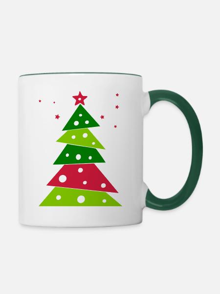 Tannenbaum - Tasse zweifarbig - Weiß/Dunkelgrün