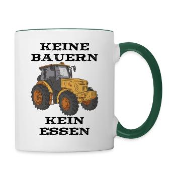 KEINE BAUERN KEIN ESSEN Landwirt Bauernprotest - Tasse zweifarbig - Weiß/Dunkelgrün - Rechts