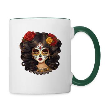 Sweet Catrina Red & Gold - Contrasting Mug - white/dark green - Right